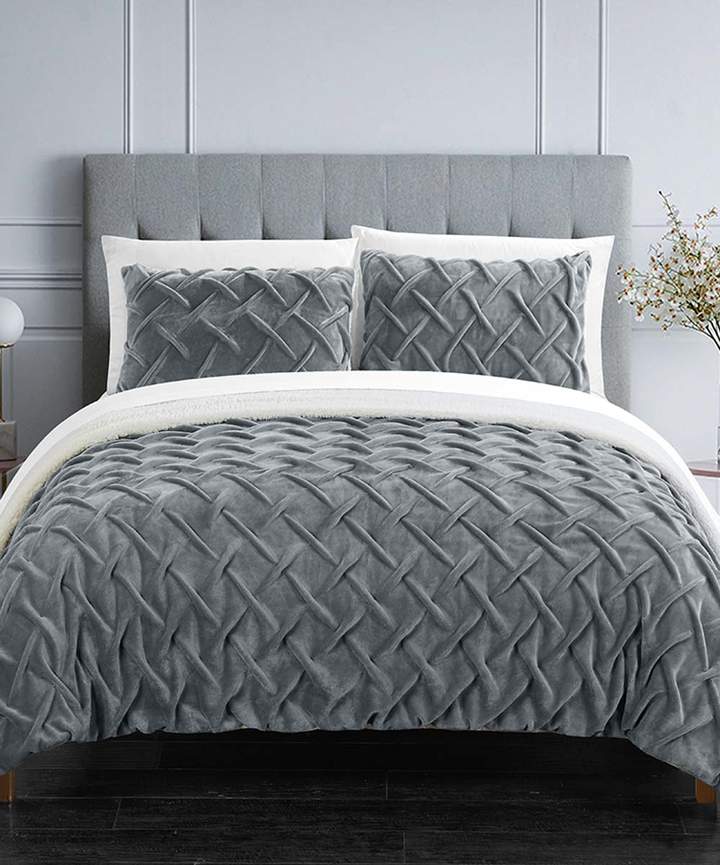 Gray Zalman Three-Piece Comforter Set