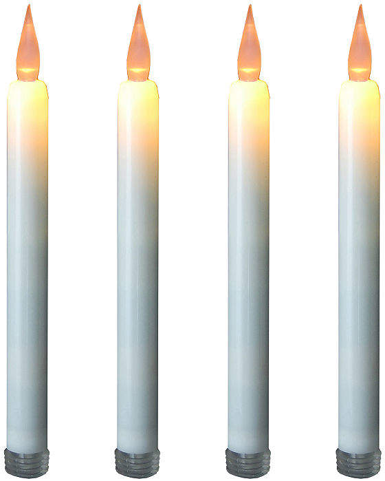 Battery Operated LED Taper Candles - Off White with Amber Light (Set of 4)