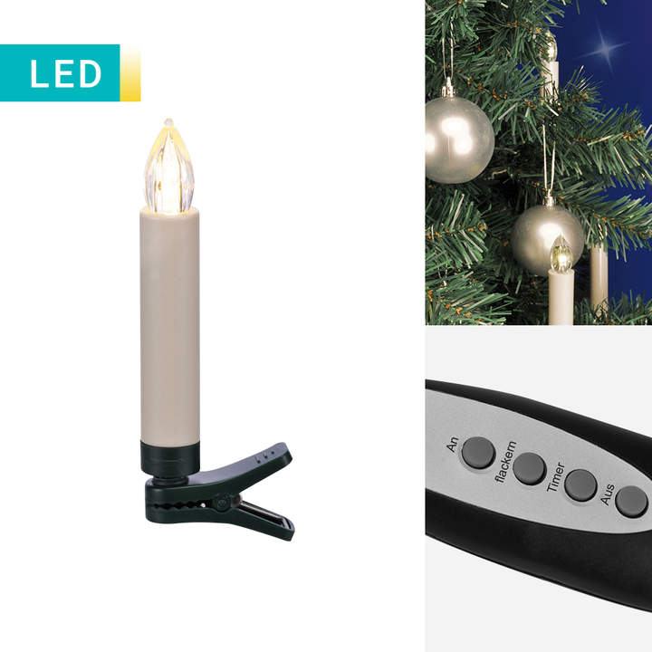 10er-Set LED-Weihnachtsbaumkerze In-/Outdoor