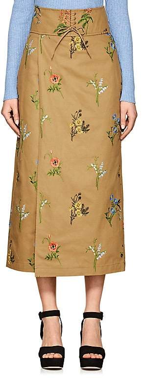 Women's Embroidered Cotton Midi-Skirt