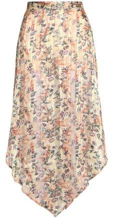 Metallic Floral-Print Silk-Chiffon Maxi Skirt