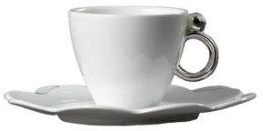 Prouna Geometrica Silver Espresso Cup & Saucer