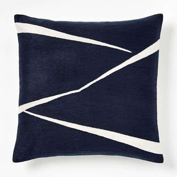 Crewel Fragments Pillow Cover - Midnight