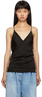 Balmain Black Silk Cross Front Tank Top Balmain Black Silk Cross Front Tank Top