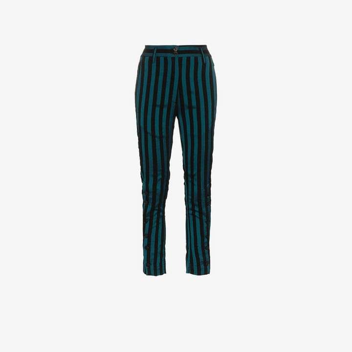 striped cotton blend trousers