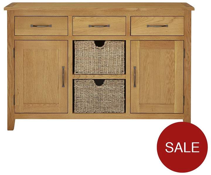 Luxe Collection London Seagrass Oak Ready Assembled Large Sideboard With Baskets