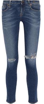 Kate Distressed Low-Rise Skinny Jeans