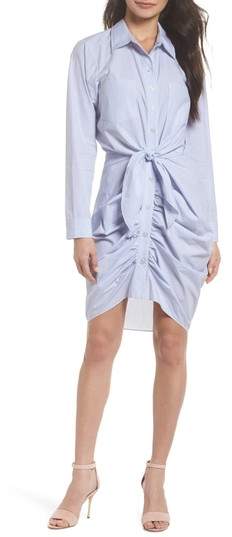 Ruched Tie Waist Shirtdress