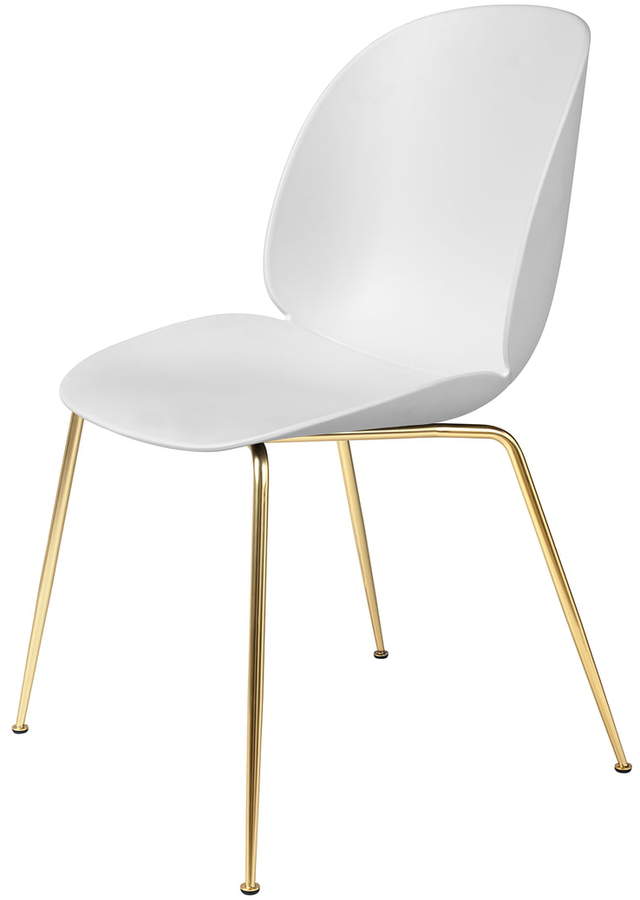 Gubi - Beetle Dining Chair, Conic Base Messing / Weiß