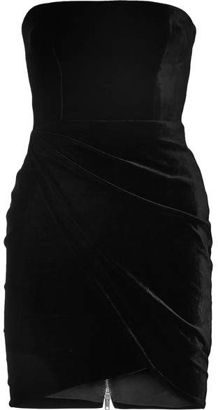 Alex Perry - Strapless Velvet Mini Dress - Black
