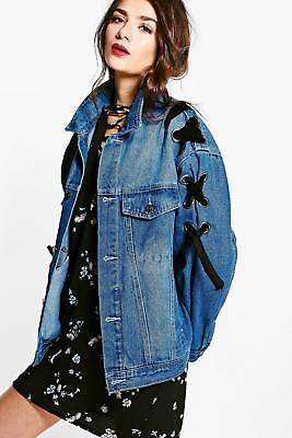 Damen Cara Jacke aus Denim mit Schnürung und Vintage-Waschung in