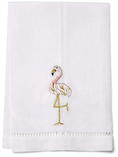 Flamingo Guest Towel - Gold/White