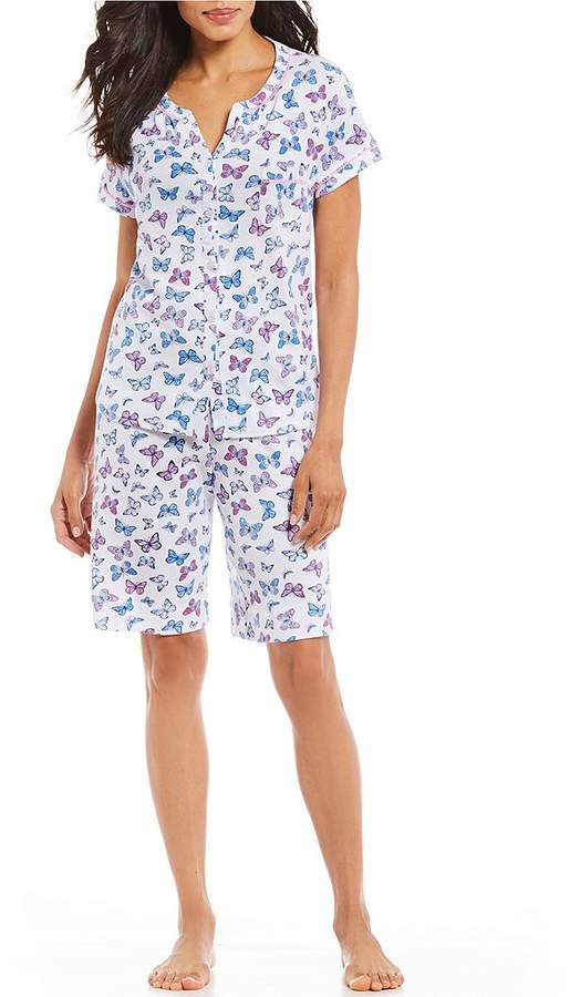 Karen Neuburger Butterfly-Printed Bermuda Pajama Set