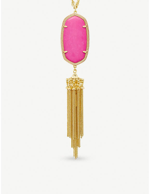 Rayne 14ct gold-plated magenta magnesite pendant necklace