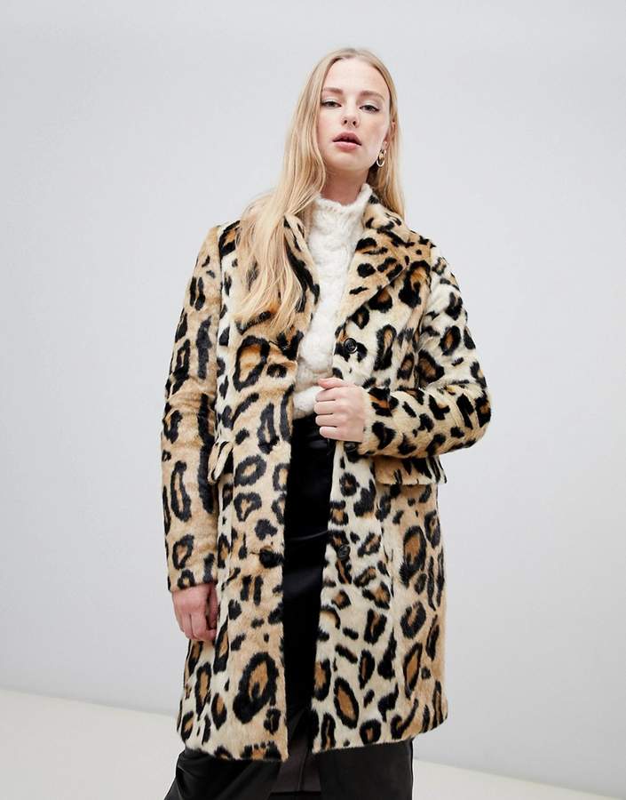 leopard print faux fur coat