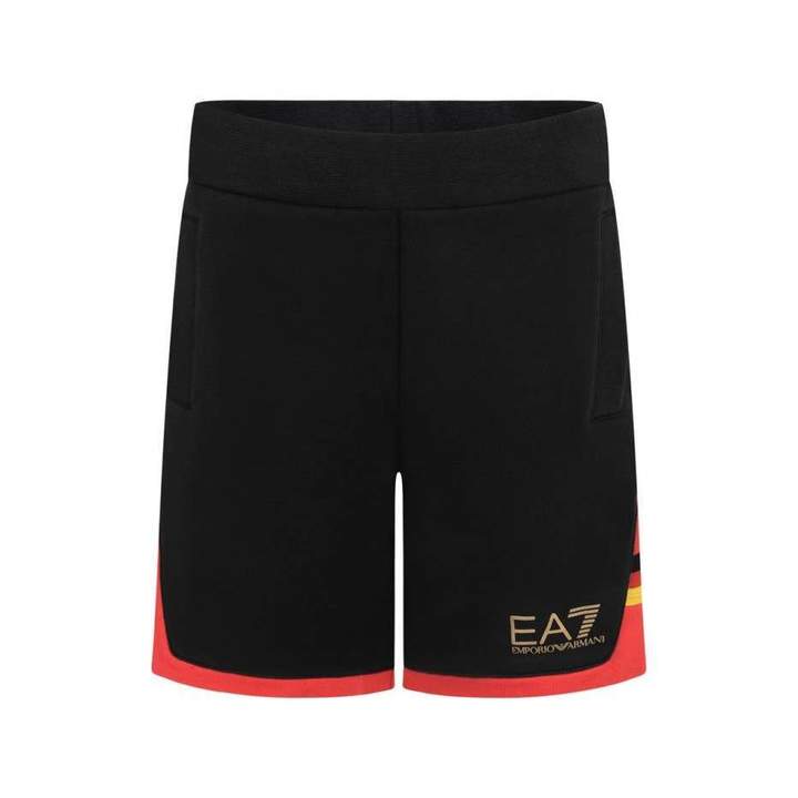 EA7 Emporio ArmaniBoys Black Cotton Bermuda Shorts