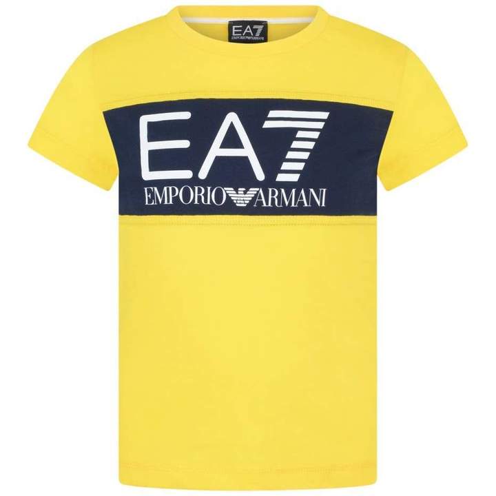 EA7 Emporio ArmaniBoys Yellow Branded Cotton Top