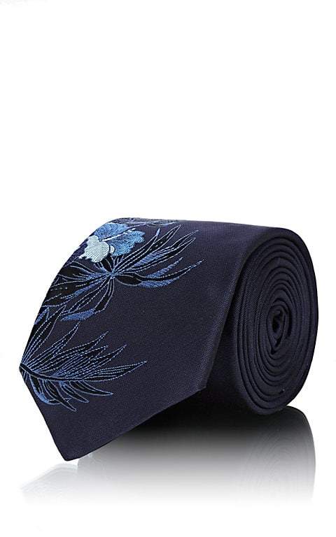 Men's Floral-Embroidered Silk Necktie