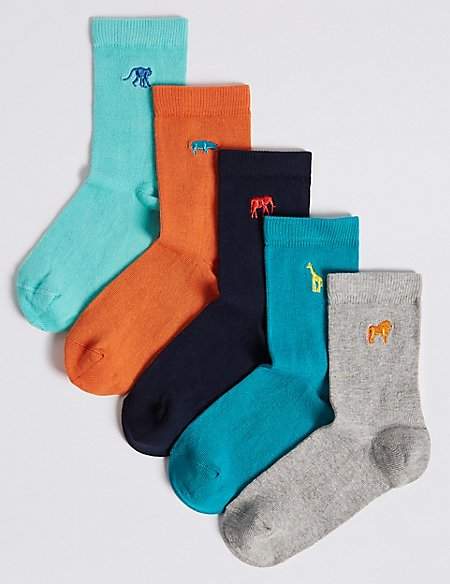 5 Pairs of Embroidered Socks (1-14 Years)