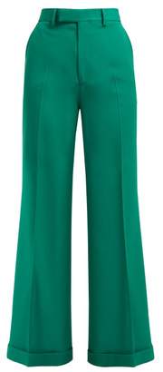 Gucci Kick Flared Wool Trousers - Womens - Green