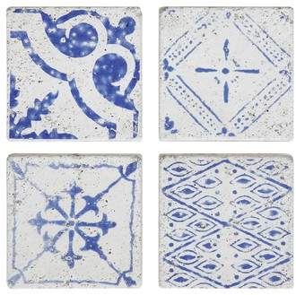 CREATIVE CO-OP Set of 4 Cement Tile Coasters
