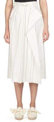 Striped High-Waisted Midi Skirt