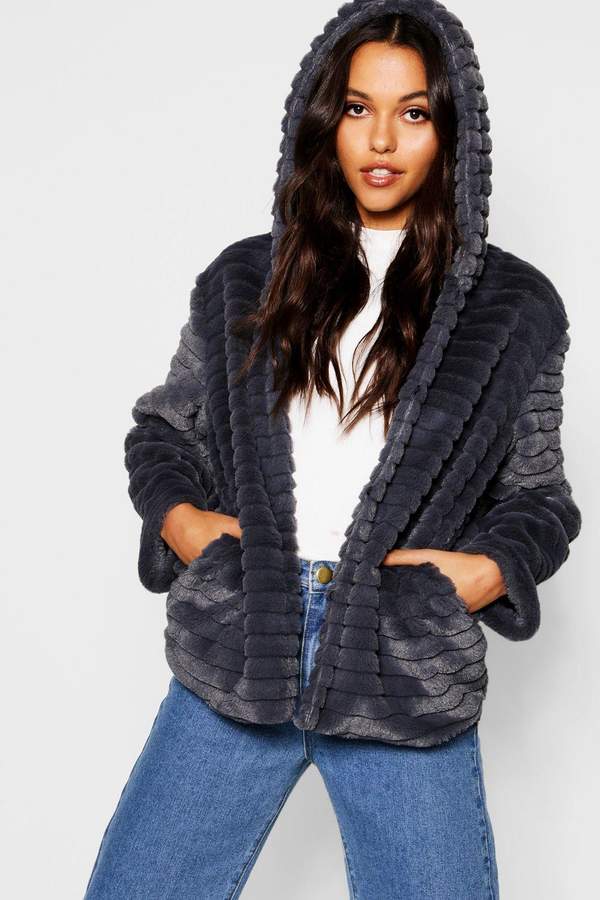 Hooded Faux Fur Coat