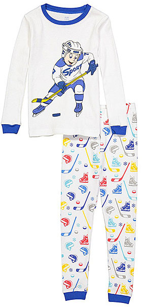 White Hockey Player Pajama Set - Infant & Boys