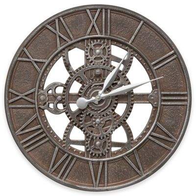 Whitehall Products 21-Inch Gear Indoor/Outdoor Wall Clock in Weathered Iron