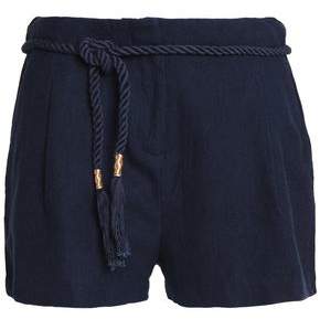 Belted Cotton-Canvas Shorts
