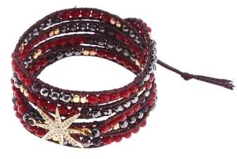 Nakamol Design Beaded Leather Wrap Bracelet