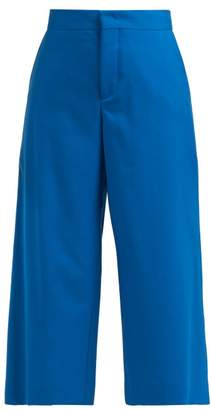 Marni Wide Leg Wool Twill Trousers - Womens - Blue