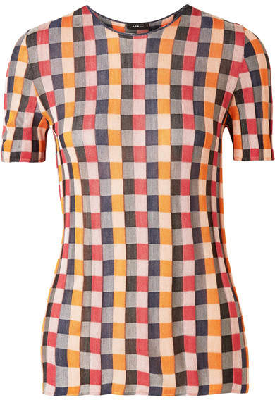 Intarsia Silk Top - Orange