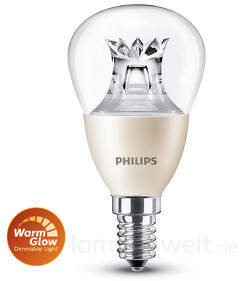 E14 6W 827 LED-Tropfenlampe, warmglow
