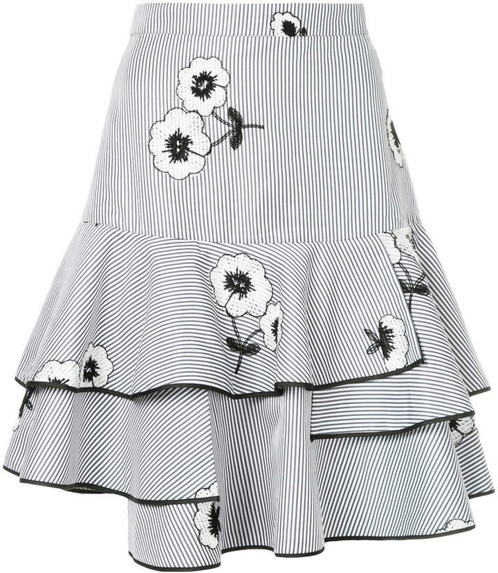 Huishan Zhang floral striped full skirt