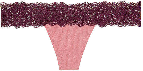 PINK Shine Lace Trim Thong