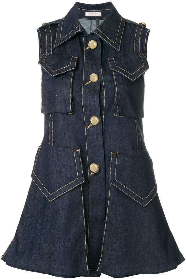 cargo pocket denim vest