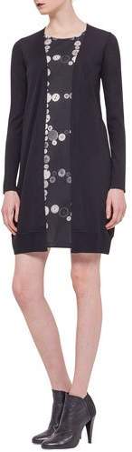 Button-Print Inset Cardigan Dress