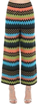 M Missoni WIDE LEG JACQUARD WOOL BLEND PANTS