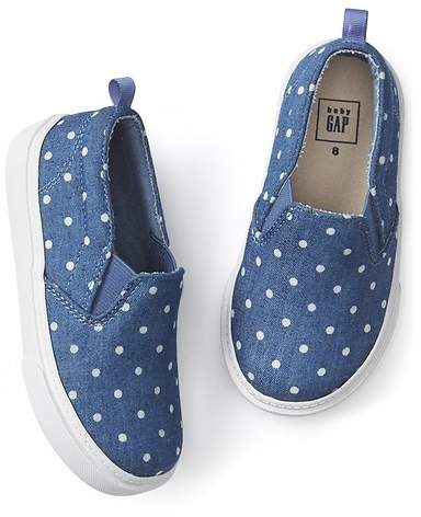 Dotty chambray slip-on sneakers