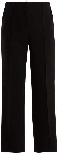 Mid-rise wide-leg side-striped trousers
