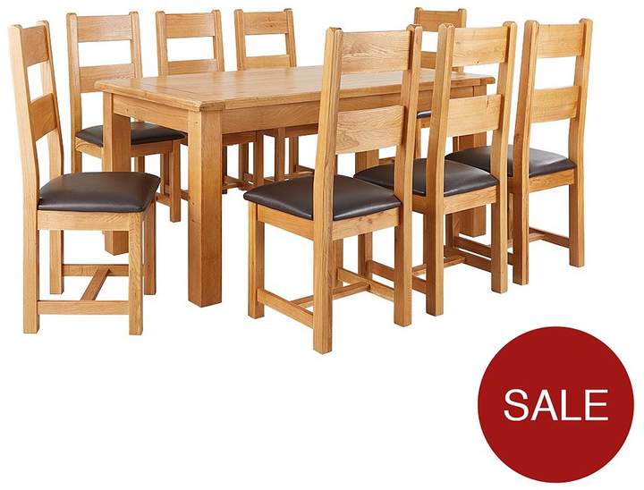 Oakland 170cm Solid Wood Dining Table + 8 Oakland Chairs