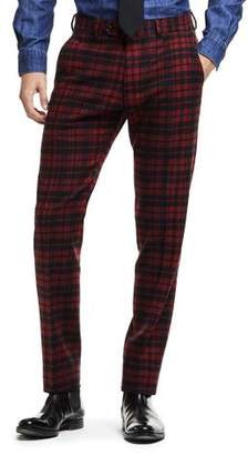 plaid pants mens black and red