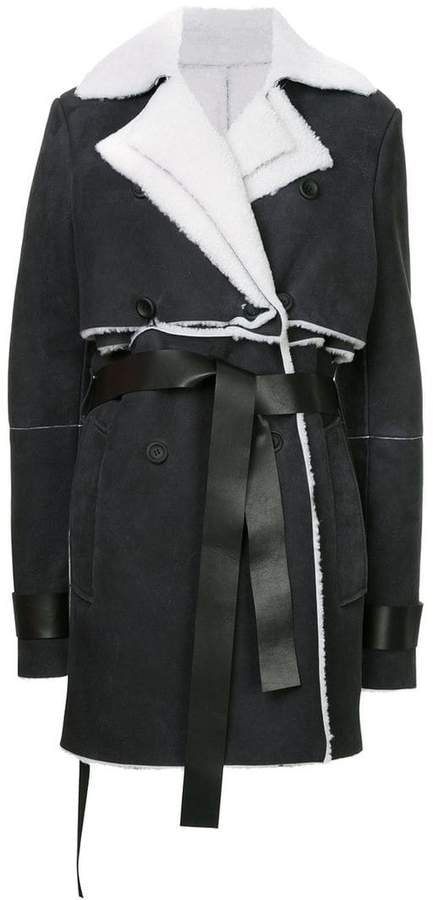 Unravel Project shearling double trench coat