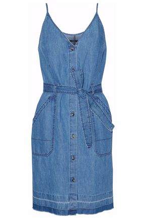 Belted Cotton And Linen-Blend Chambray Mini Dress