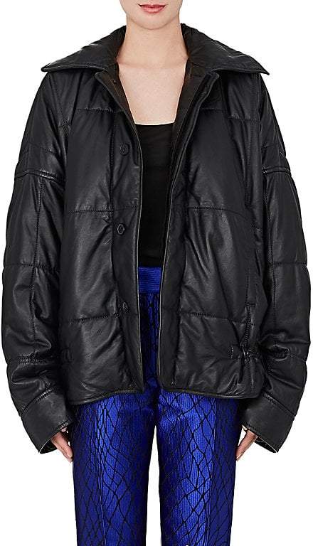Women's Quilted Leather Puffer Coat