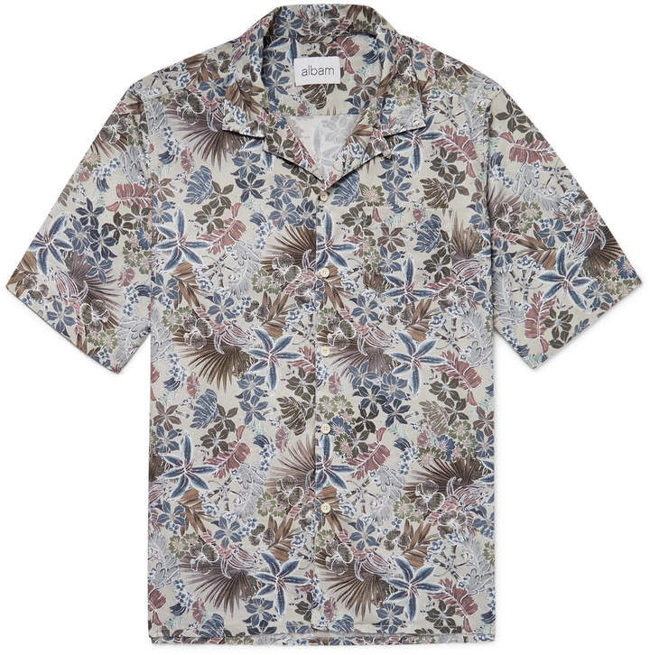 Albam Camp-Collar Printed Cotton Shirt