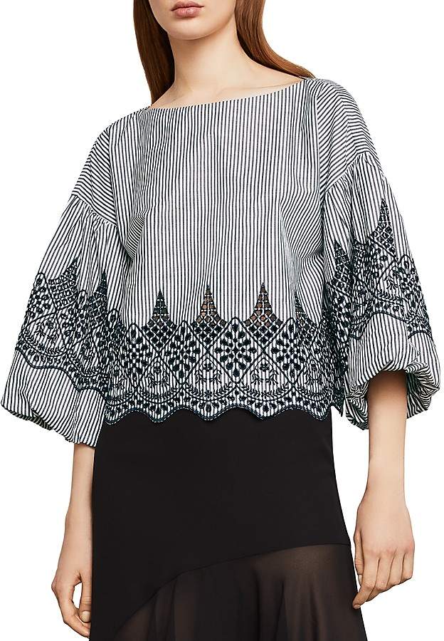 Eyelet-Trim Bell Sleeve Top