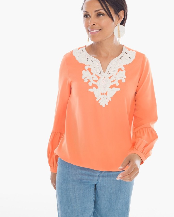 Chico's Embellished Popover ShopStyle Longsleeve