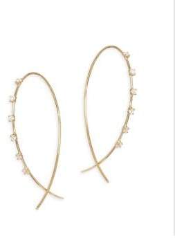 Scattered Diamond Wire Hoop Earrings